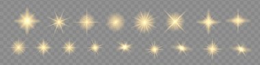 İzole parlama Beyaz şeffaf ışık efekti kümesi, lens flare, patlama, glitter, çizgi, Güneş flash, kıvılcım ve yıldız. Soyut özel efekt öğesi tasarım.