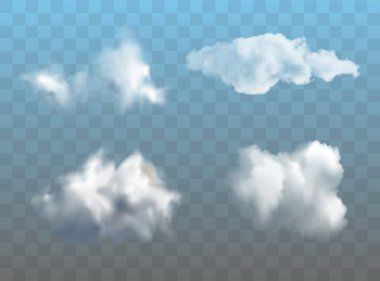 Şeffaf farklı bulutlar kümesi. Vektör çizim Eps 10