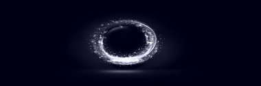Sihirli ışık efekti. Dönen parlak elipsler. Siyah arkaplanda dinamik altın halkalar