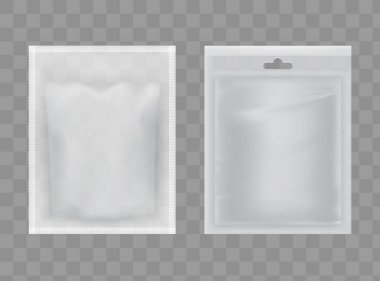 Gerçekçi Şeffaf Boş Plastik Gıda Şablon Seti. EPS10 Vektörü