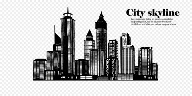 Şehrin silueti düz bir şekilde. Modern şehir manzarası.