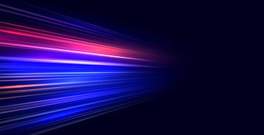 Soyut Yüksek Hızlı Hareket ve Hareket Arkaplan Bayrağı: Gelecek Teknolojisi İçin Hareket Bulanıklığı ile Dinamik Işık İzleri