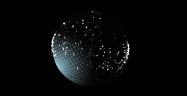 Cam şeffaf koruma küresi kalkanı. Mavi arka planda altıgen desenli küre kalkanı. Güç alanı şeklinde kabarcık kalkanı. Koruma ve güvenlik kavramı.