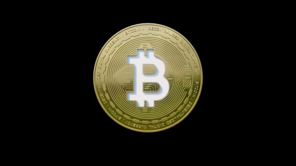 Bitcoin Digital Waluta Koncepcja Połówki Animowany Klip Przejrzystym Tle Prores — Wideo stockowe