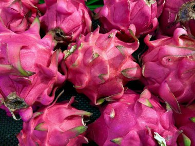 Bir markette üst ya da düz çekim grubu veya Pitaya arka planı