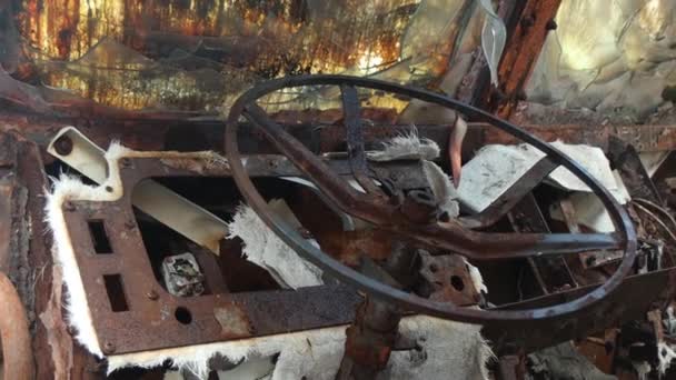 Rusty Terbakar Habis Peralatan Militer Rusia Khreshchatyk Kyiv Tank Pengangkut — Stok Video
