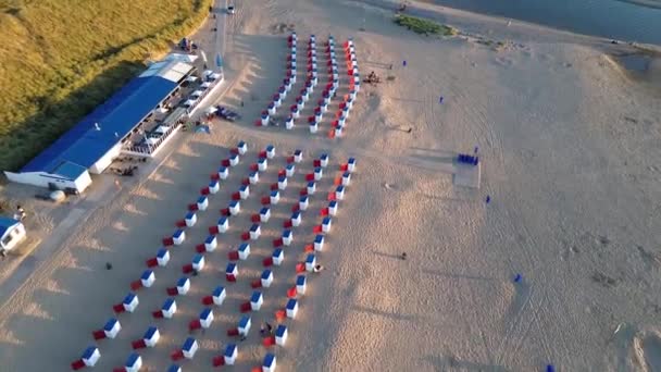 Zbor Frumos Timpul Verii Peste Plajă Katwijk Aan Zee Oamenii — Videoclip de stoc