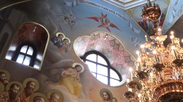 Inne Den Ortodokse Antagelseskatedralen Kiev Pechersk Lavra Det Mange Ikoner – stockvideo