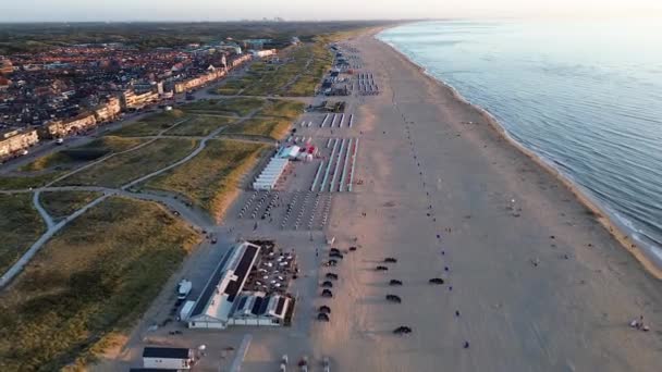 Schöner Flug Sommer Über Den Strand Von Katwijk Aan Zee — Stockvideo