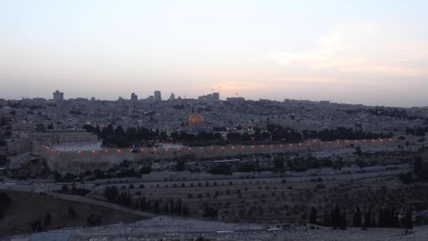 Zeytin Dağı Ndan Kudüs Güzel Akşam Manzarası Eski Kudüs Güzel — Stok video