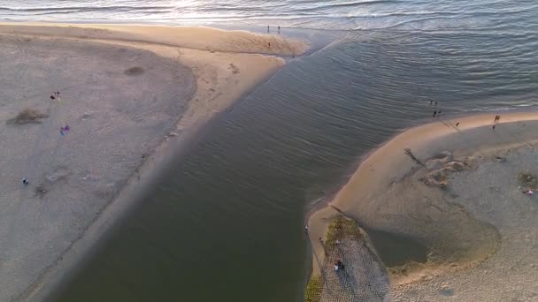 Belo Voo Verão Sobre Praia Katwijk Aan Zee Pessoas Estão — Vídeo de Stock