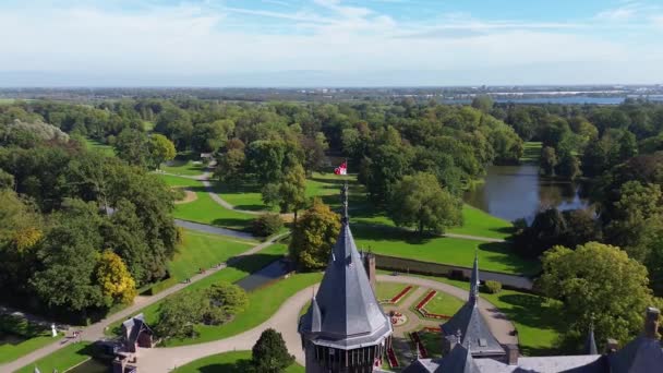 Draufsicht Auf Die Größte Burg Der Niederlande Haar Ein Schöner — Stockvideo