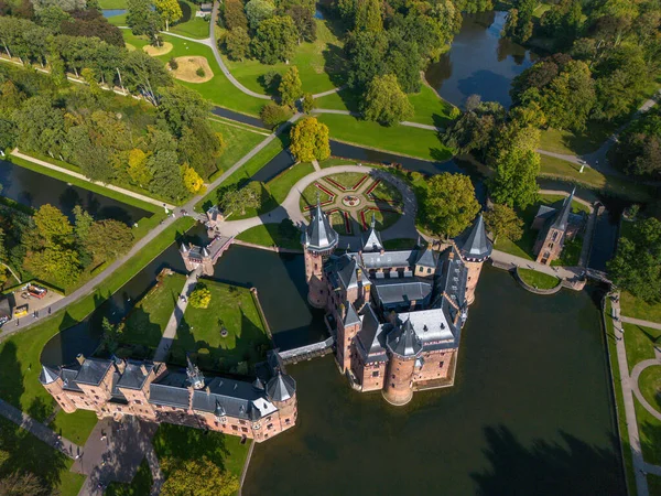 Вид Сверху Самый Большой Замок Нидерландах Бентеке Красивый Полет Квадрокоптере — стоковое фото
