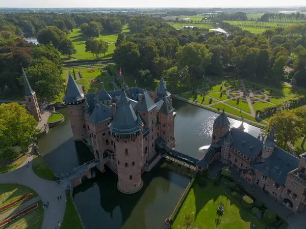 Κάτοψη Του Μεγαλύτερου Κάστρου Στην Ολλανδία Haar Μια Όμορφη Quadcopter — Φωτογραφία Αρχείου
