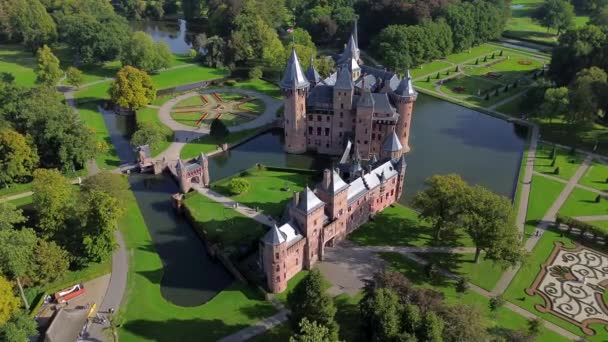 Draufsicht Auf Die Größte Burg Der Niederlande Haar Ein Schöner — Stockvideo