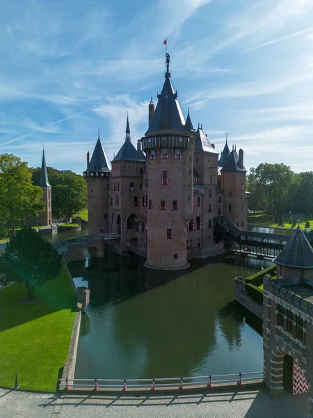 Ovanifrån Det Största Slottet Nederländerna Haar Vacker Quadcopter Flygning Över — Stockfoto
