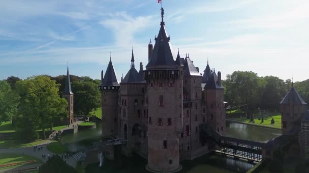 Vista Superior Del Castillo Más Grande Los Países Bajos Haar — Vídeos de Stock