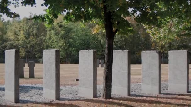 Lápidas Piedra Cementerio Alemán Otoño Hermoso Cementerio Alemán Cerca Kiev — Vídeo de stock