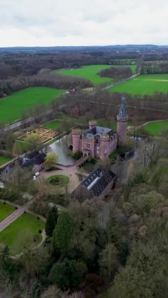 Schloss Moyland Bei Kleve Niederrhein Schöne Aussicht Von Oben Von — Stockvideo