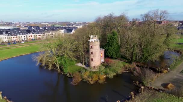 Κάστρο Schonauwen Τοπικά Γνωστό Kasteel Schonauwen Στην Επαρχία Utrecht Των — Αρχείο Βίντεο