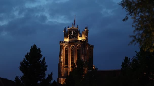 Grote Kerk Neboli Kostel Panny Marie Středověký Protestantský Kostel Dordrechtu — Stock video