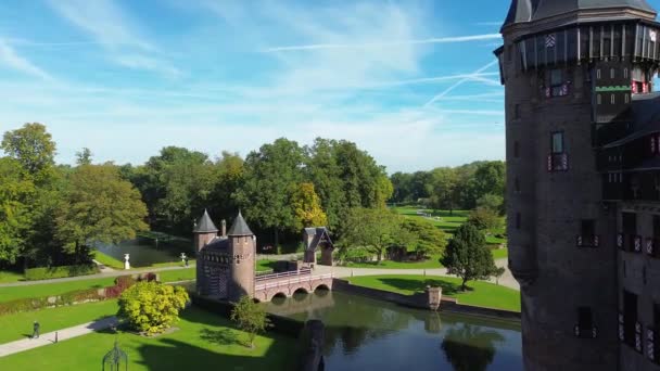 Top View Largest Castle Netherlands Haar Beautiful Quadcopter Flight Castle — Stock Video