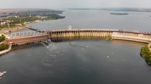 Een Prachtig Uitzicht Van Boven Grootste Hydro Elektrische Centrale Oekraïne — Stockvideo