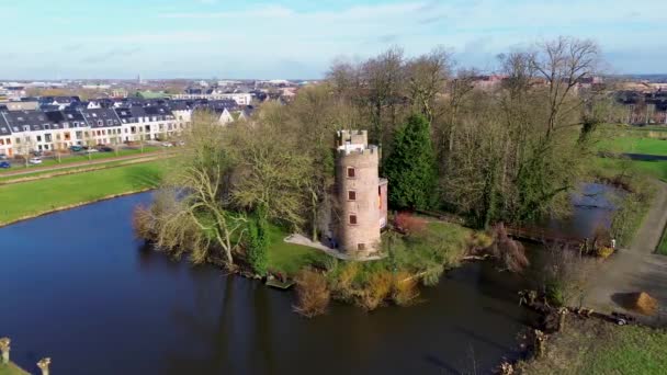 Kastil Schonauwen Secara Lokal Dikenal Sebagai Kasteel Schonauwen Provinsi Utrecht — Stok Video