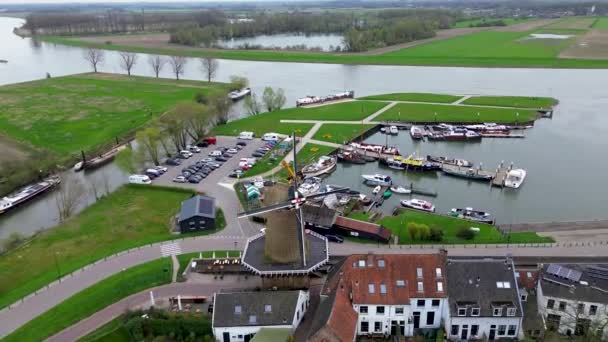 Beautiful View Drone Orange Tiled Roofs Houses Top View Dutch — Stock Video