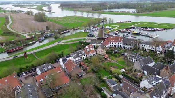 Yukarıdan Güzel Bir Manzara Dan Turuncuya Fayanslı Evler Hollanda Nın — Stok video