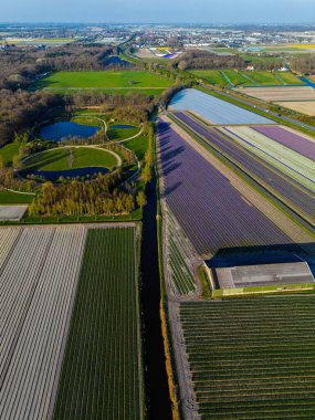 Dairesel yolları ve göletleri olan, renkli tarım arazileriyle çevrili ve sık ormanlarla çevrili eşsiz bir park manzarası. Doğa ve geometrinin çarpıcı bir karışımı.