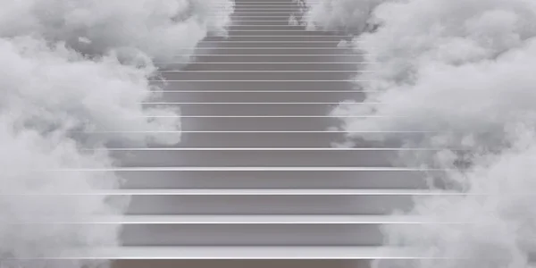 Σκάλα Και Σύννεφα Σκάλες Ανεβαίνουν Επιχειρηματική Ευκαιρία Και Πρόκληση Έννοια — Φωτογραφία Αρχείου
