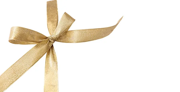 Fita Ouro Arco Isolado Fundo Branco Brilhante Natal Presentes Decoração — Fotografia de Stock
