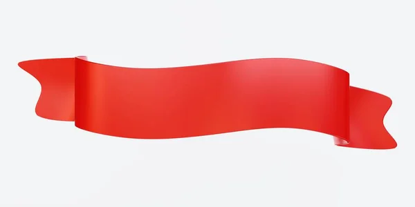 Röd Satin Riibbon Banner Isolerad Vit Bakgrund Ovanifrån Kopiera Utrymme — Stockfoto