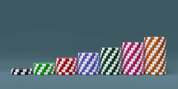 Spielchips Stapeln Sich Casino Symbol Sieben Stapeln Auf Grauem Hintergrund — Stockfoto