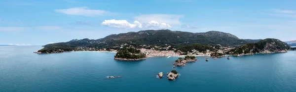 Yunanistan Parga Sahildeki Geleneksel Şehrin Venedik Şatosu Panagia Adasının Mavi — Stok fotoğraf