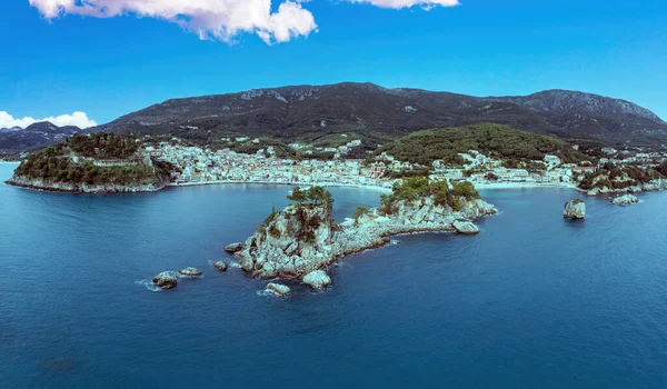 Parga Yunanistan Epirus Kıyı Şehri Panagia Adası Sakin Deniz Doğa — Stok fotoğraf
