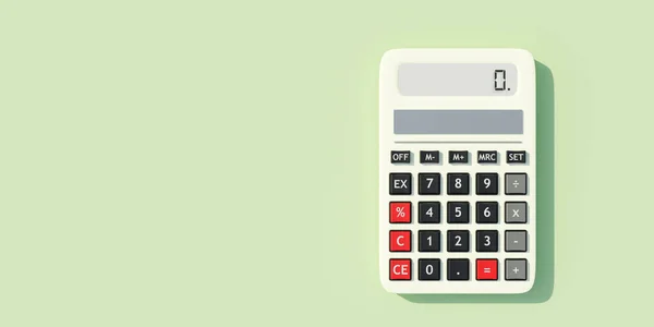 Calculator Groene Pastel Kleur Achtergrond Kopieer Ruimte Zakelijk Kantoorapparaat Bovenaanzicht — Stockfoto