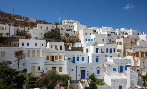 Ciclades Grécia Tinos Ilha Grega Pyrgos Aldeia Cor Branca Edifícios — Fotografia de Stock