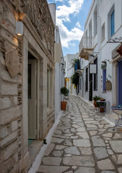 Grecia Tinos Isola Arte Architettura Cicladica Pyrgos Villaggio Strada Asfaltata — Foto Stock