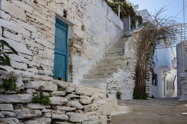 Grèce Île Tinos Village Dio Horia Architecture Cycladique Blanc Bleu — Photo