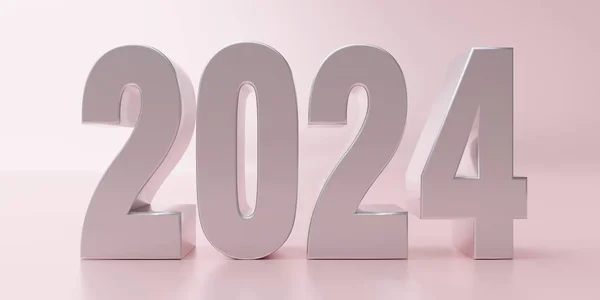 2024 Frohes Neues Jahr Grußkarte Vorlage Lila Farbziffer Auf Rosa — Stockfoto