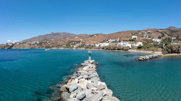 Wyspa Tinos Wioska Agios Romanos Grecja Cyklady Panoramiczny Widok Lotu — Zdjęcie stockowe