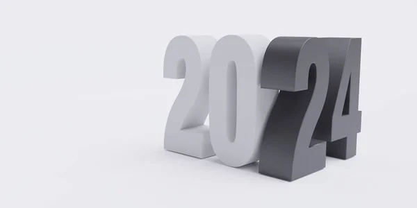 2024 Frohes Neues Jahr Graue Und Schwarze Ziffer Isoliert Auf — Stockfoto