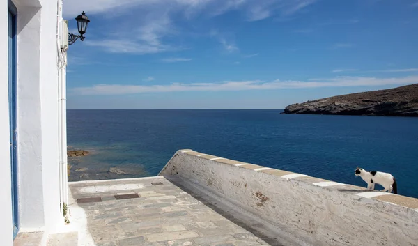 Andros Ilha Chora Cidade Cyclades Destino Grécia Calma Mar Egeu — Fotografia de Stock