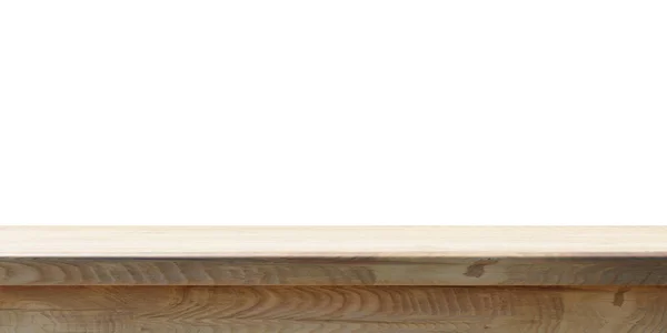 Prázdný Dřevěný Stůl Bílé Pozadí Šablona Zobrazení Výrobku Přední Pohled — Stock fotografie