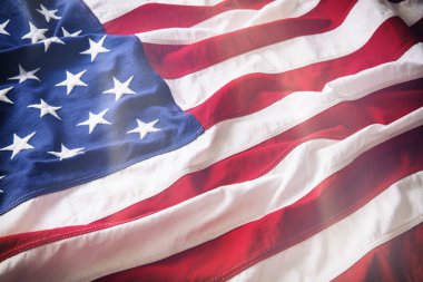 Amerikan bayrak dalgası arka planı, ABD Ulusal Tatil, Anma ve Bağımsızlık Günü, 4 Temmuz konsepti