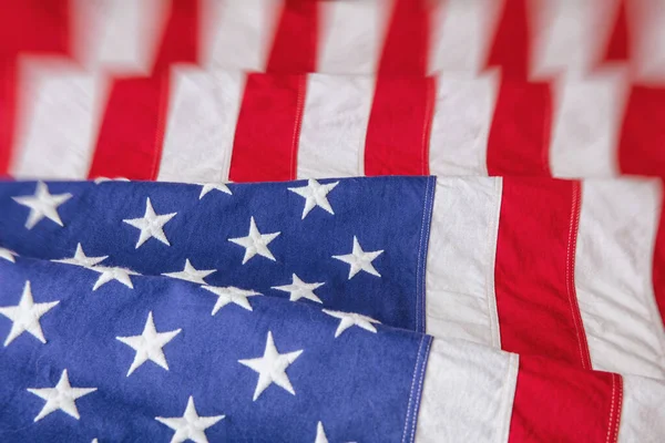 Amerikaanse Vlag Golf Achtergrond Closeup Usa National Holiday Memorial Independence — Stockfoto