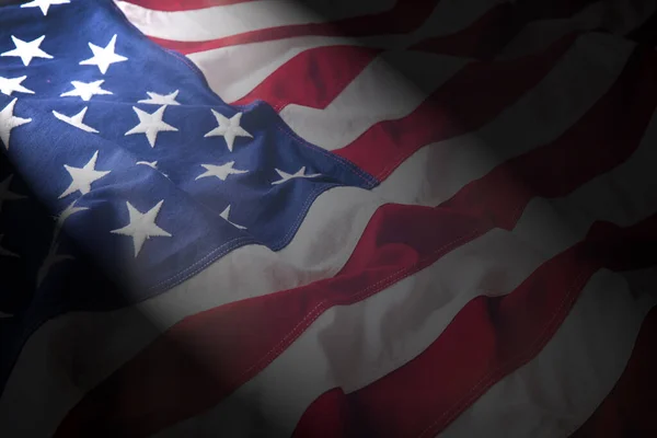 Usa Flagge Schwenken Hintergrund Nahaufnahme American National Holiday Memorial Independence — Stockfoto