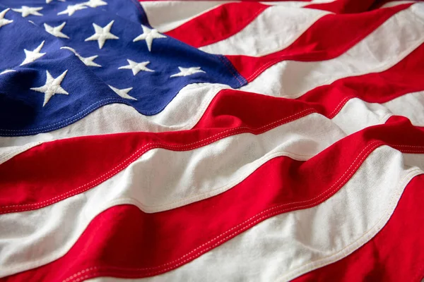 Amerykańska Flaga Fala Tła Usa National Holiday Memorial Dzień Niepodległości — Zdjęcie stockowe